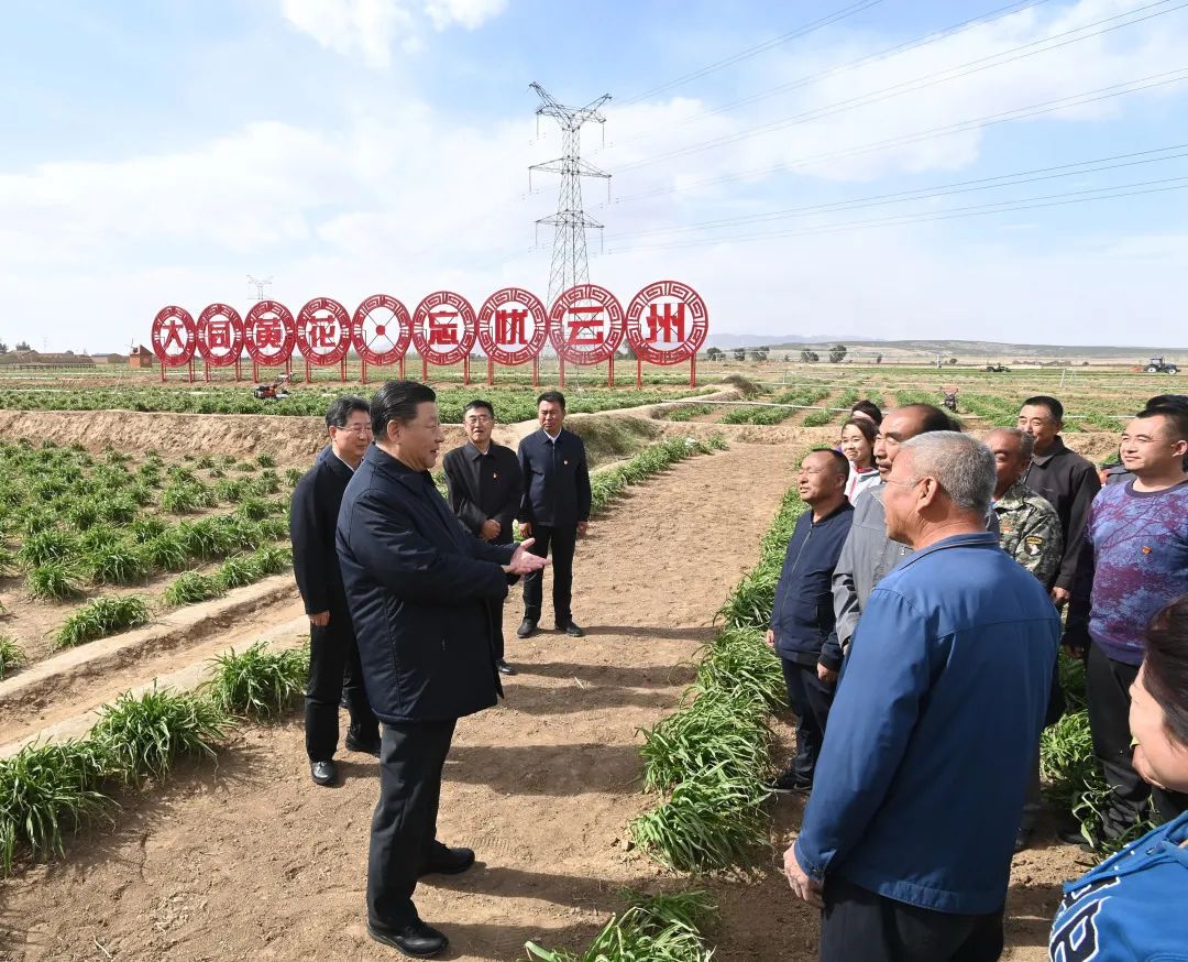 2020年5月11日，習(xí)近平考察山西大同市云州區(qū)有機(jī)黃花標(biāo)準(zhǔn)化種植基地。新華社記者 李學(xué)仁 攝
